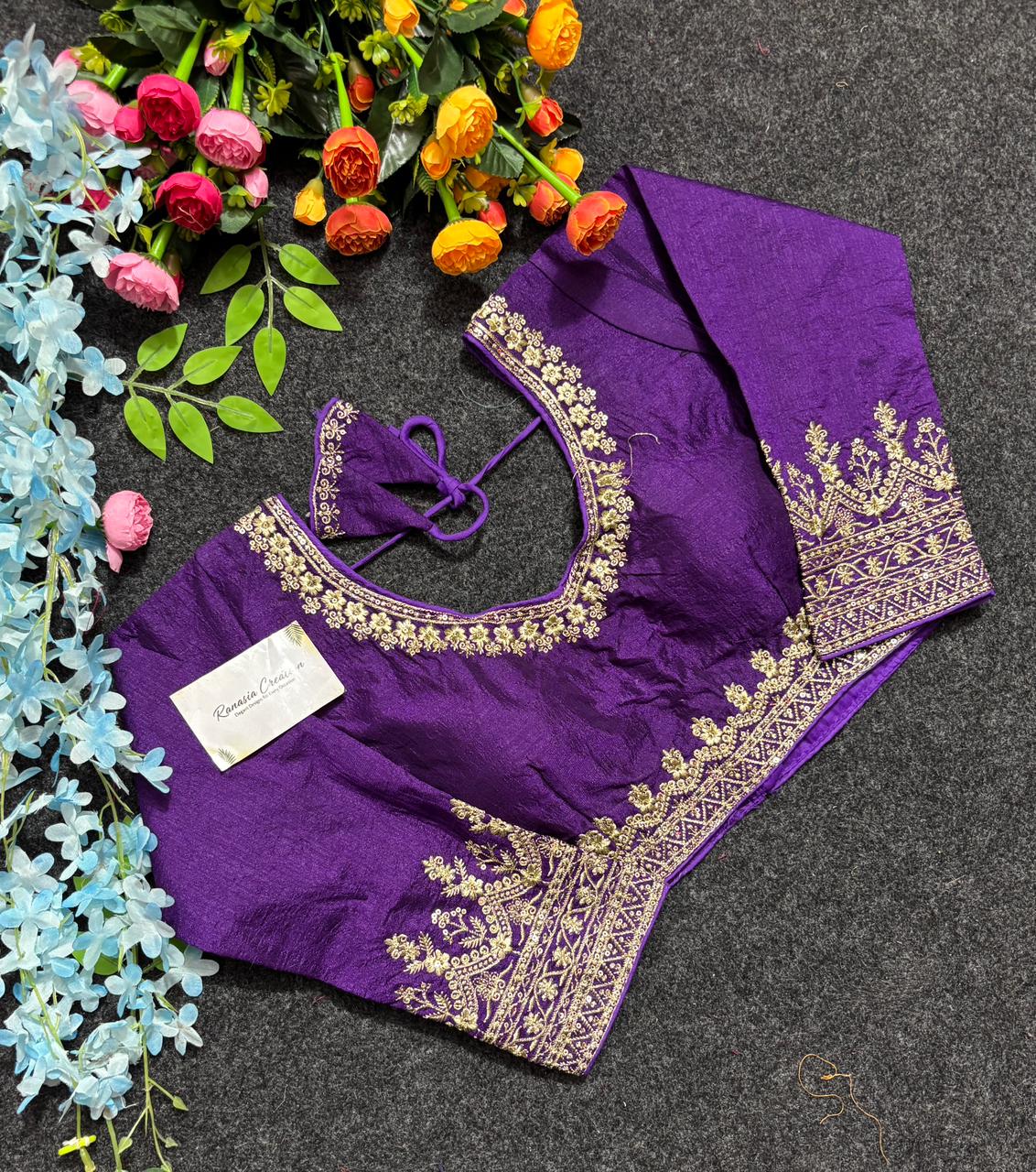 Velvet Embroidered Blouse